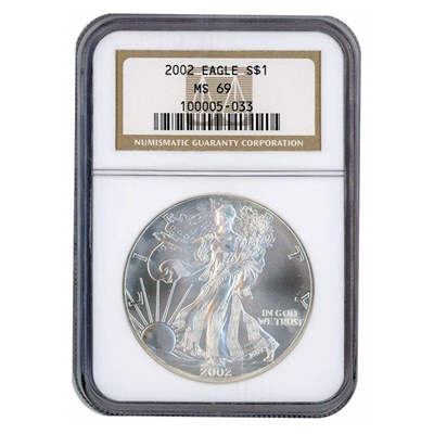 2002 1oz USA Silver Eagle MS-69 NGC